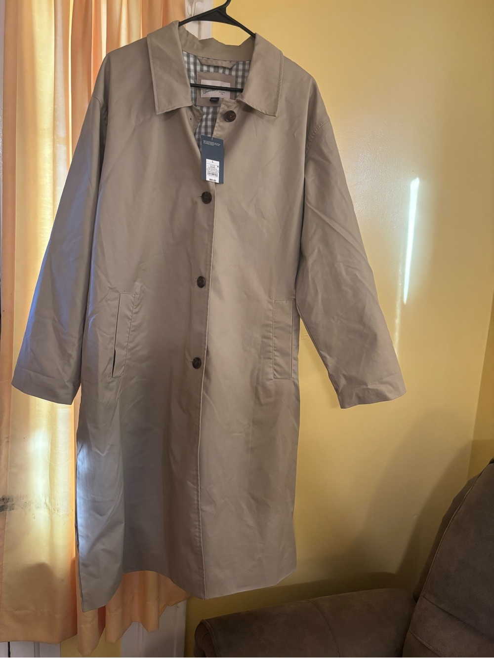 Universal Thread Women's Tan Trench Coat with Check Lining